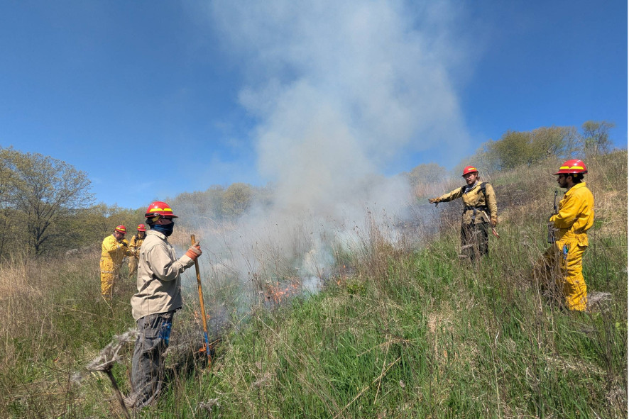 people managing a prescribed burn 
