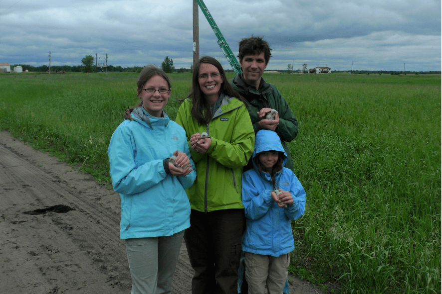 Christine and family banding kestrels.