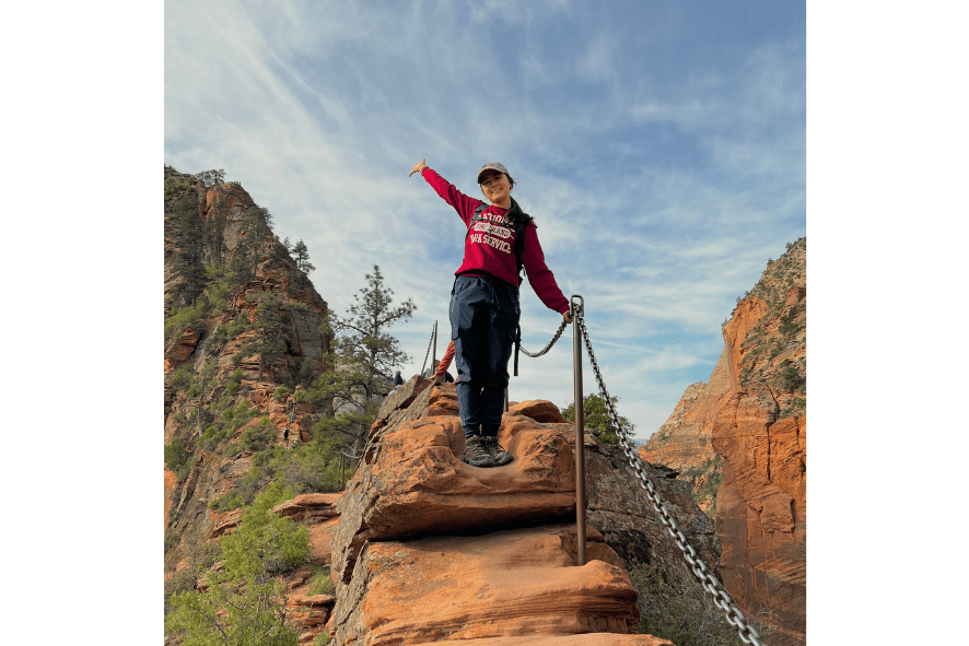 Marie hiking Angel’s Landing at Zion National Park